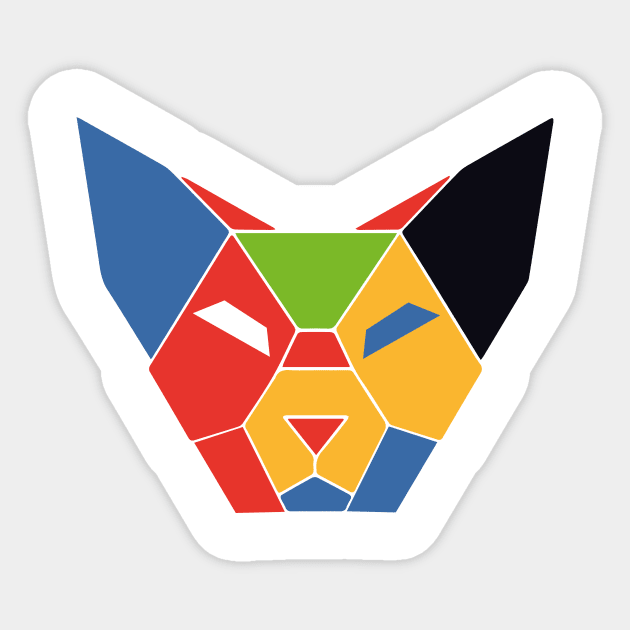 Geometric Abstract Cat Colorful and Retro Design Colorful Abstract Cat Elegance Sticker by Allesbouad